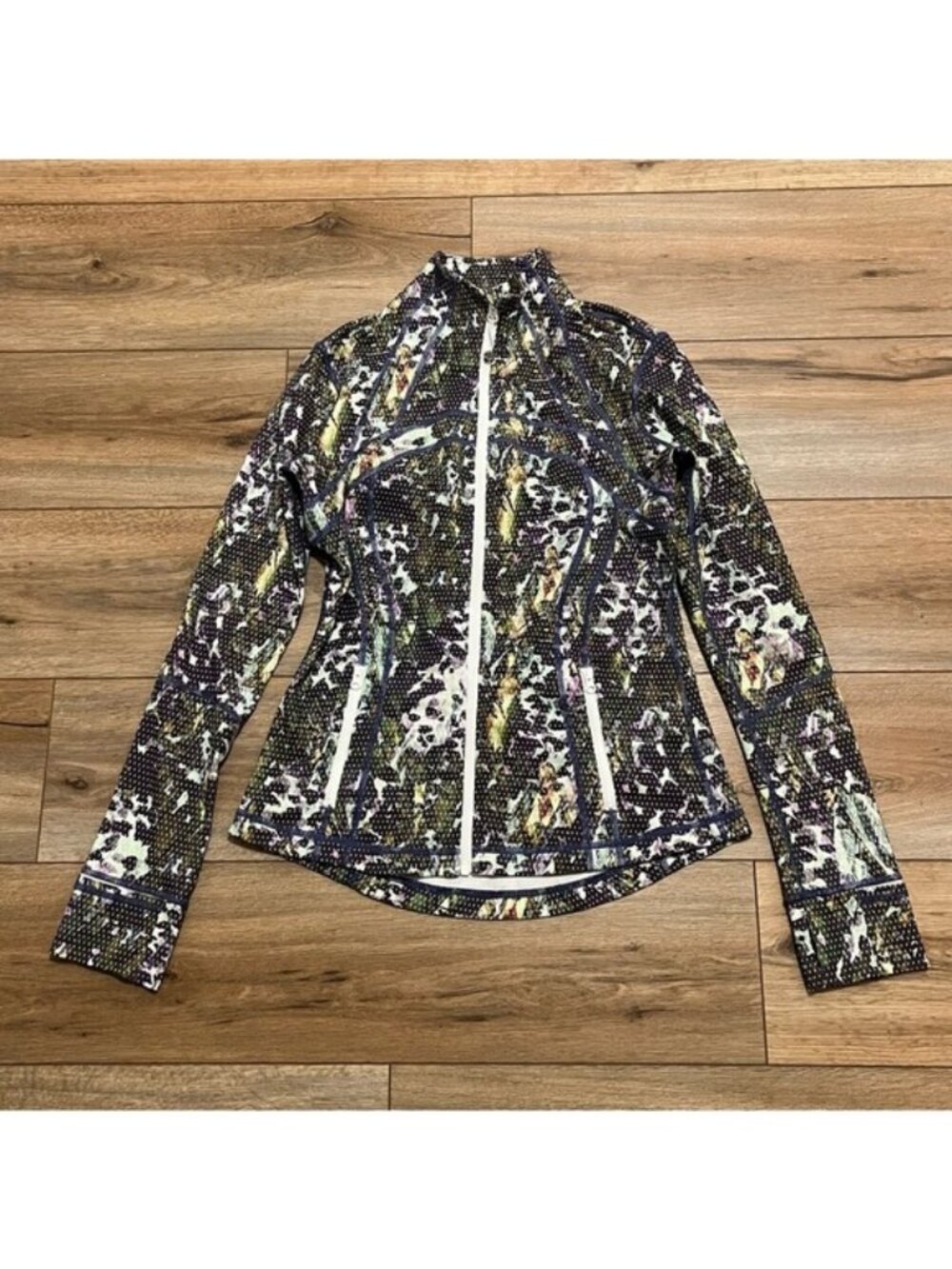 Lululemon Define Jacket SZ 8 Full Zip Purple Green Floral Athletic Athleisure
